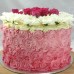 Flower - 4 Layer Ombre Swirl Roses with Fresh Flowers cake (D, V)